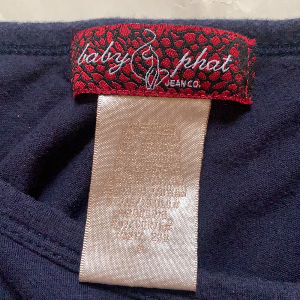 Y2K BABY PHAT TOP SZ S BLUE WITH GOLDEN LOGO PREOWNED VINTAGE - Picture 7 of 11